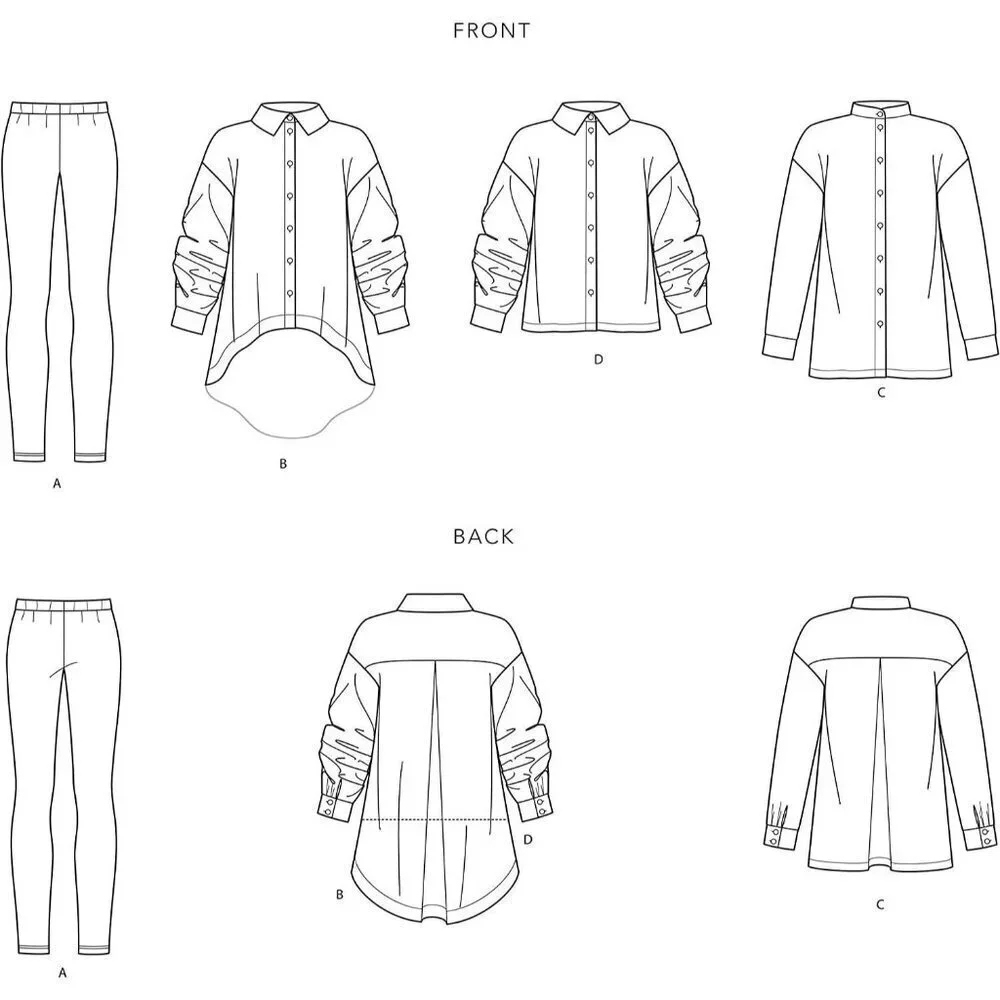 Simplicity‎ Sewing Pattern 9054 10434 Oversized Shirts Leggings Girls 3-6